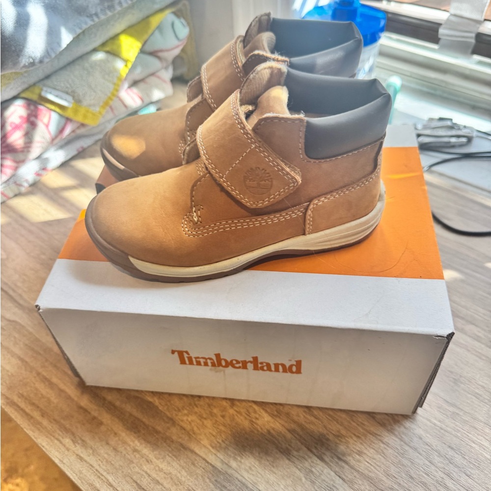 Timberland Kids Tan and Black Boots